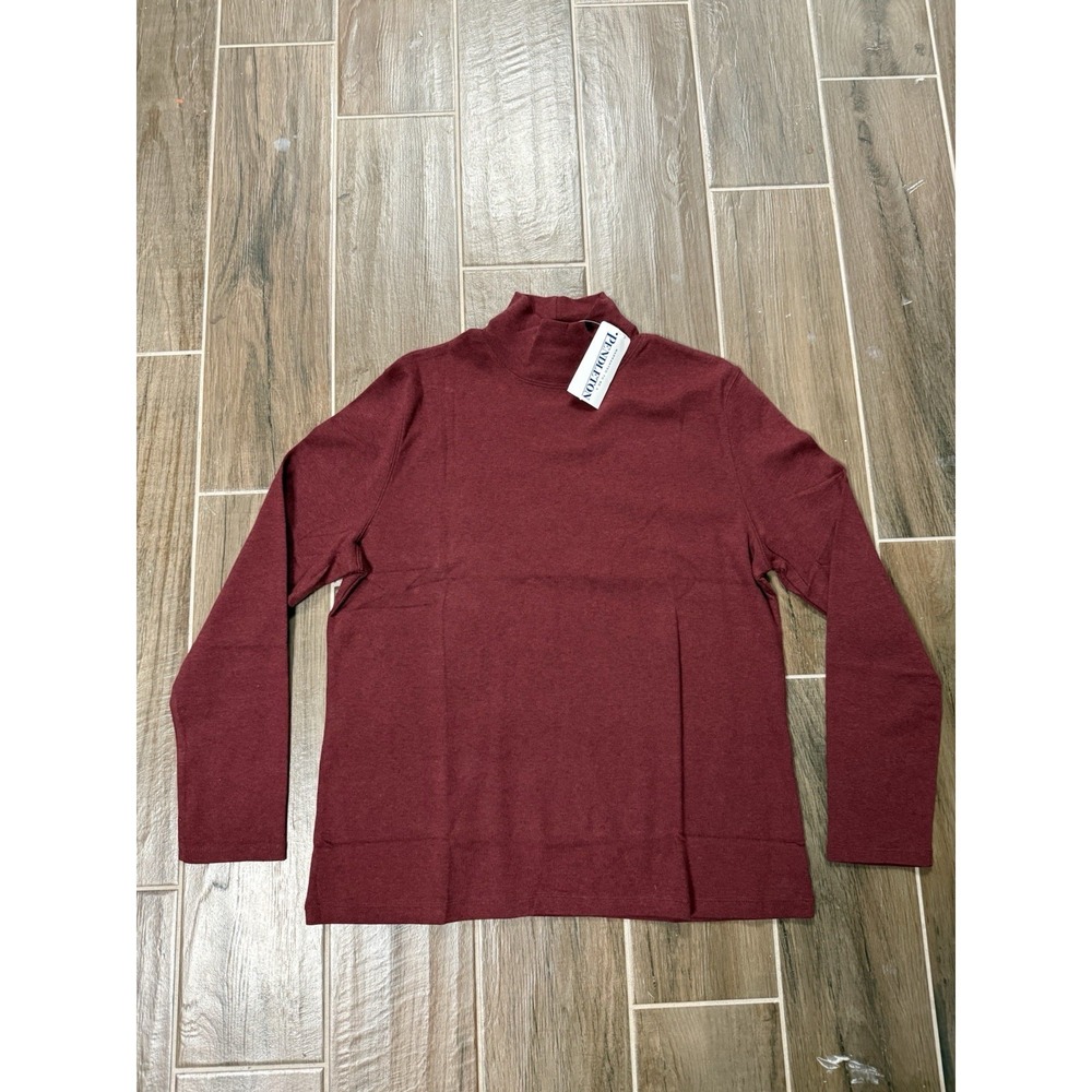 Pendleton Turtleneck Sweater Womens XL Red Cotton Mock Neck USA Classic